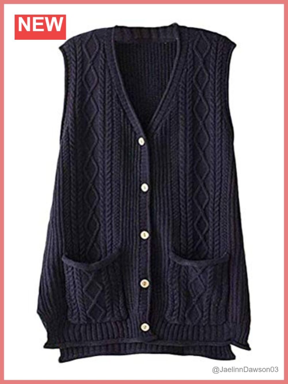 Cable Knit Sweater Vest Button Down Cardigan Sleeveless